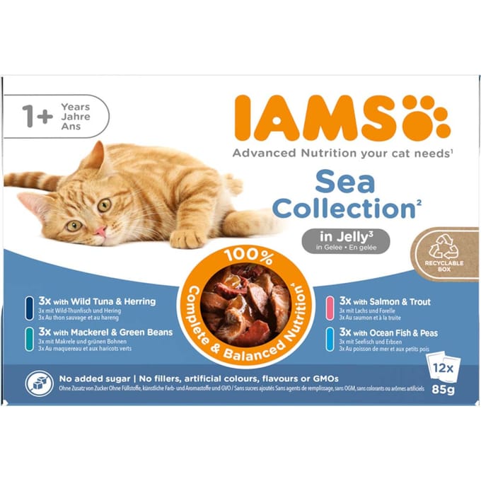 Iams Delights Sea Collection Jelly - Kat - Natvoer - 12 x 85 gr