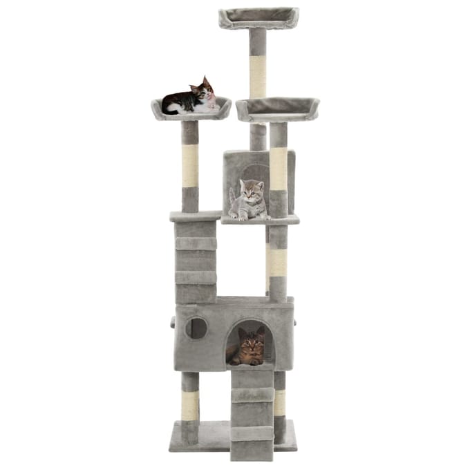 vidaXL - Kattenkrabpaal - met - sisal - krabpalen - 170 - cm - grijs