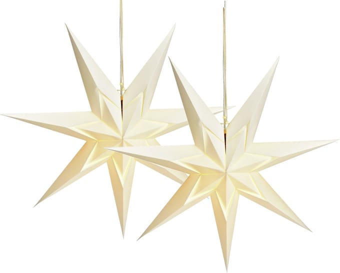 G. Wurm kerststerren - 2x st - wit - 60 cm - papier - 7 punten - kerstversiering