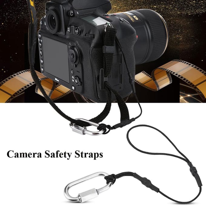 Universal Durable Camera Strap Safety Rope Tether with Clip Hook for DSLR Mirrorless Cameras black