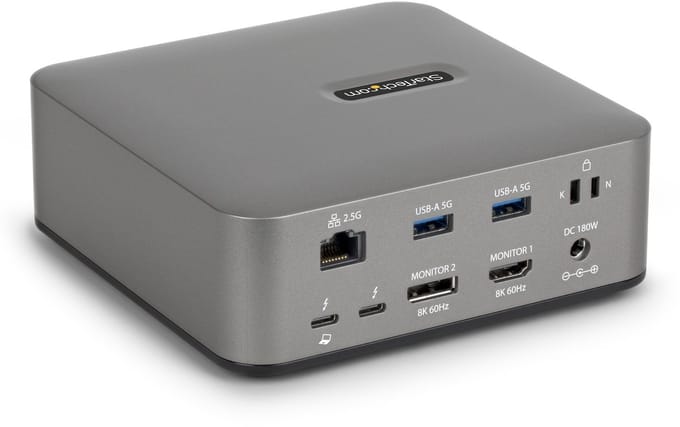 StarTech.com - docking station - USB-C / USB4 / Thunderbolt 3 / Thunderbolt 4 / Thunderbolt 5 / USB-A - DP HDMI - 1GbE - TAA Compliant