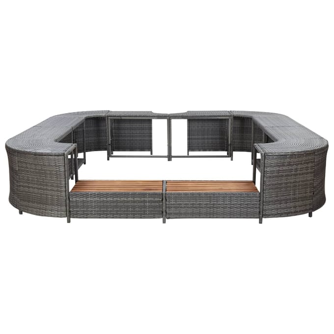 vidaXL - Spa-ombouw - vierkant - 268x268x55 - cm - poly - rattan - grijs