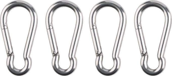 PARKSIDE Karabijnhaak Set van 4 RVS - 80 x 8 mm - Karabiner Carabiner - Max. belasting: 230 kg