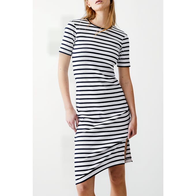 French Connection Stripe Rib Dress Midi Dk Navy/white Größe: XS | Midikleider Outlet | Damen | Blau