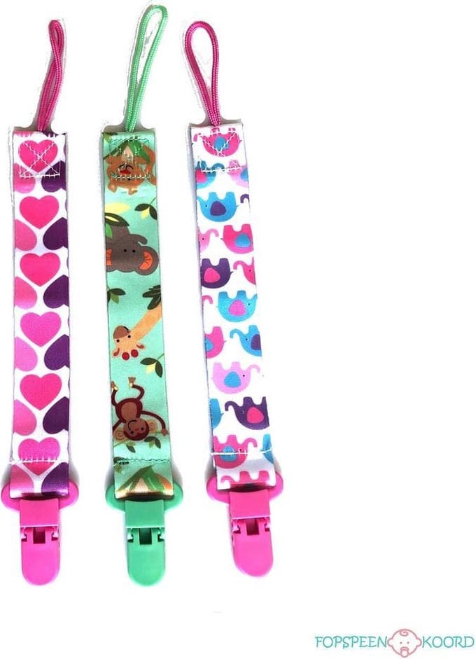 Set 3 stuks speenkoord – Animals & Hearts