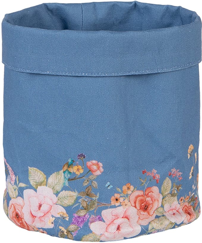 Clayre & Eef Broodmand Ø 15x16 cm Blauw Katoen Bloemen
