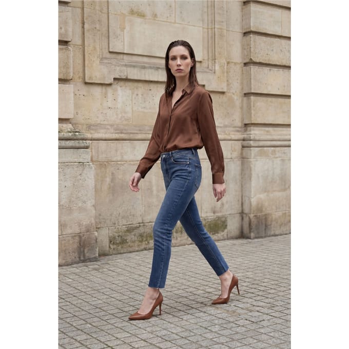 Hoge taille skinny jeansbroek