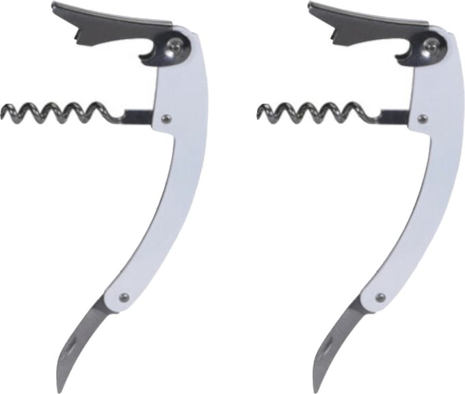 Excellent Houseware flesopener/kurkentrekker - 2x - kelnersmes - wit