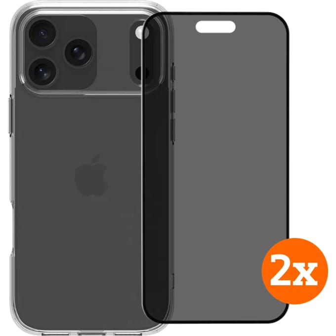 BlueBuilt Protective Cover iPhone 17 Pro Max Transparant + Privacy Protector Duo Pack
