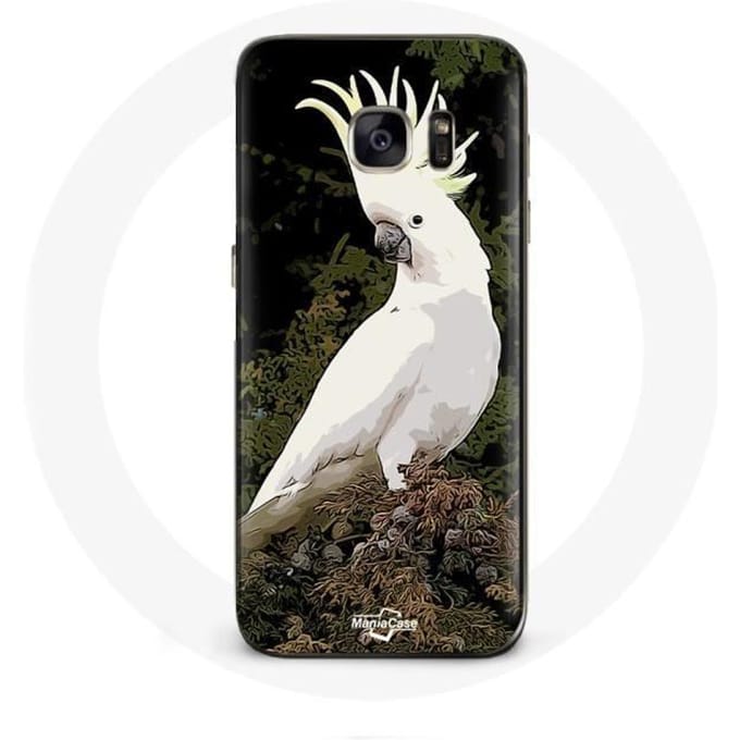 Coque - MANIACASE - Samsung Galaxy S6 Edge - Souple - Blanc - Perroquets sur l'arbre blanc