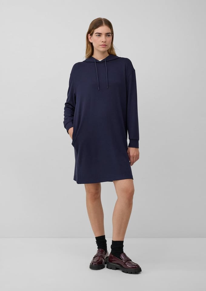 Scuba jurk sweatshirt met capuchon en splitrand dames s.Oliver
