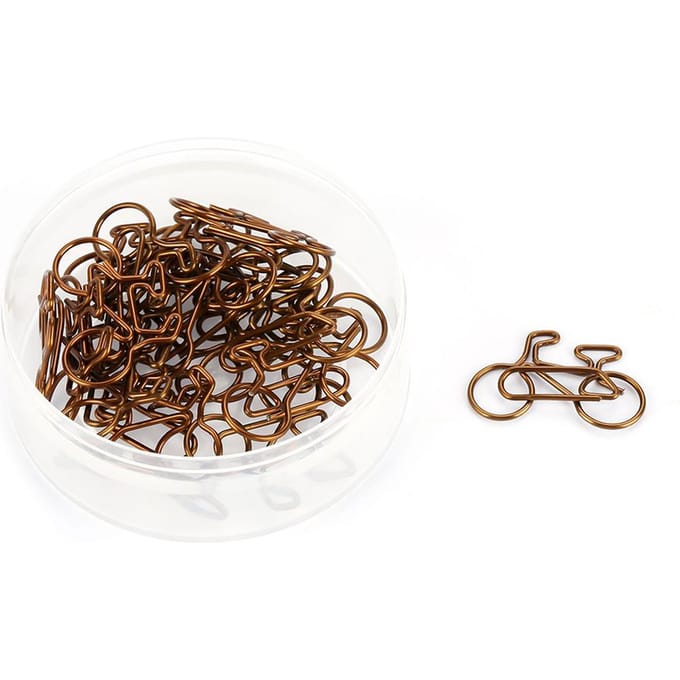 20pcs Clips Papier Forme Vélo Métal Couleur Café Marque-page Bureau École Papeterie Clip brown