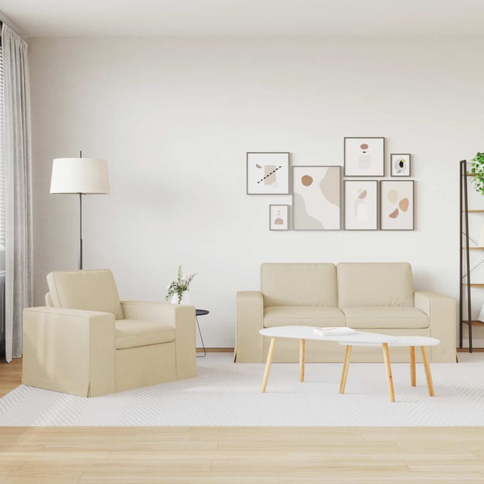 vidaXL Bankstel 2 pcs Crème 182 x 80 x 82 cm Stof