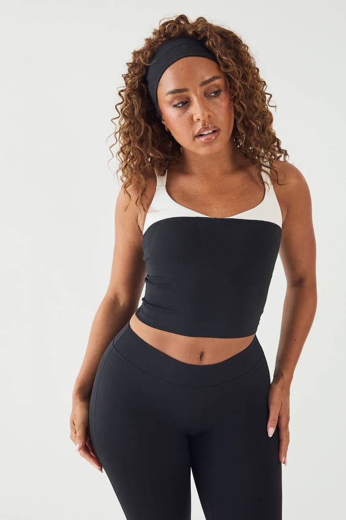Dames Dsgn Studio Sculpt Contrast Vest Top | Zwart | Maat: Large