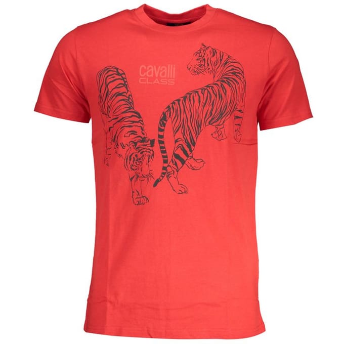 Cavalli Class Rode Katoenen T-Shirt voor Mannen