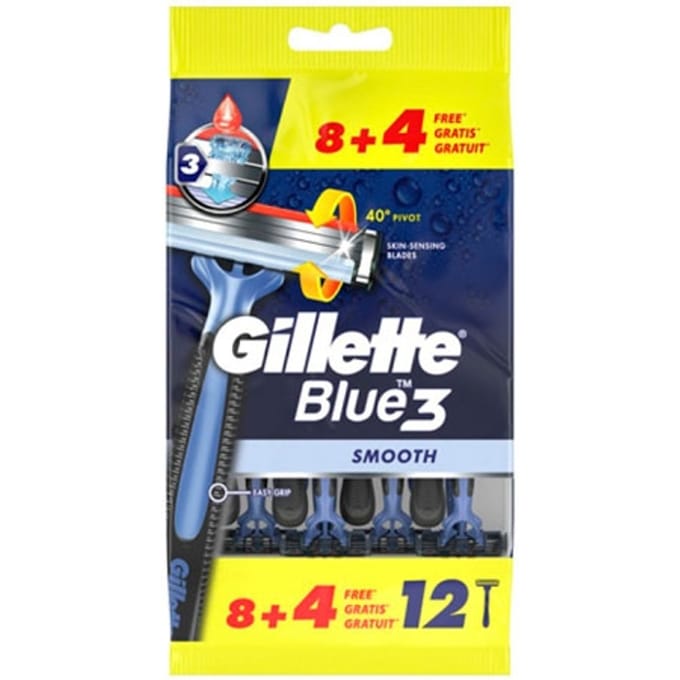12 Gillette Blue3 smooth wegwerpscheermesjes