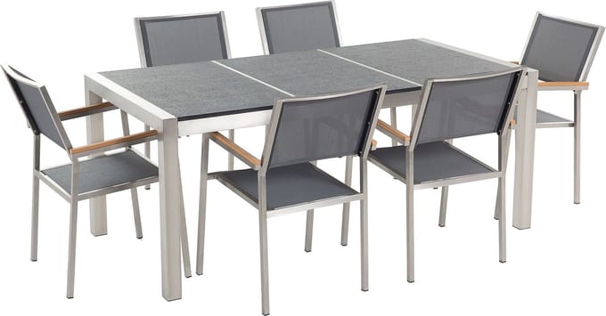GROSSETO - Tuinset voor 6 Stoelen - Grafietgrijs - Graniet