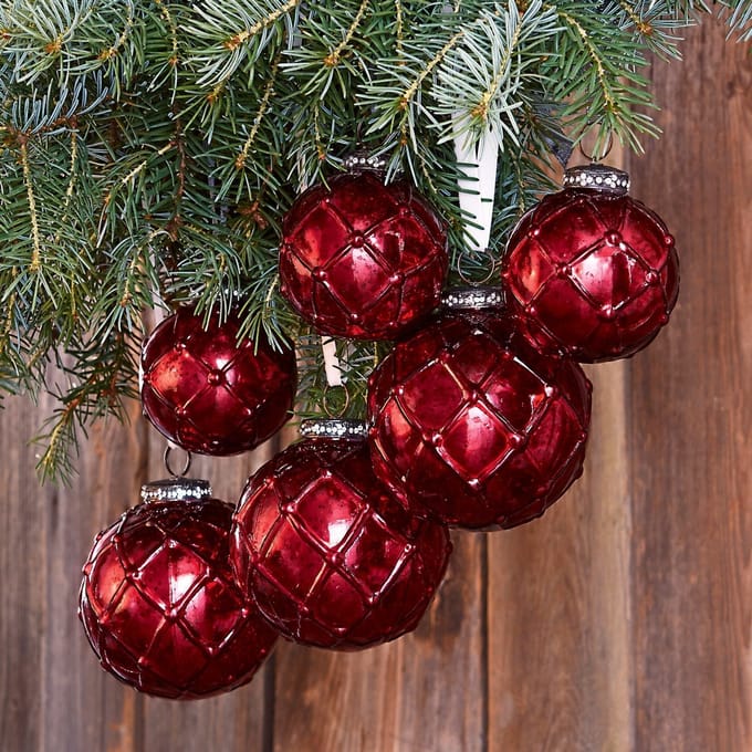 LOBERON Kerstversiering set van 6 Roubi rood