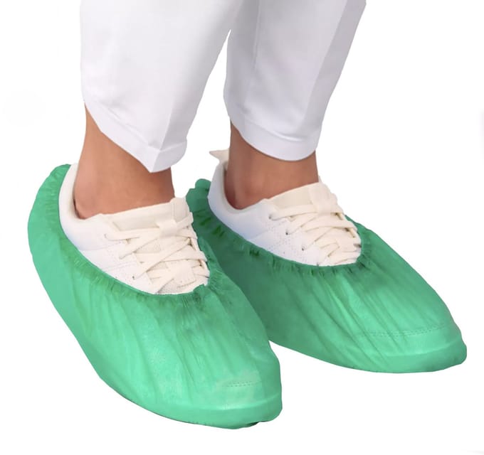 Santex Groene Polyethyleen Schoenhoezen – Wegwerp, Non-Slip & Waterdicht – One Size – 100 stuks