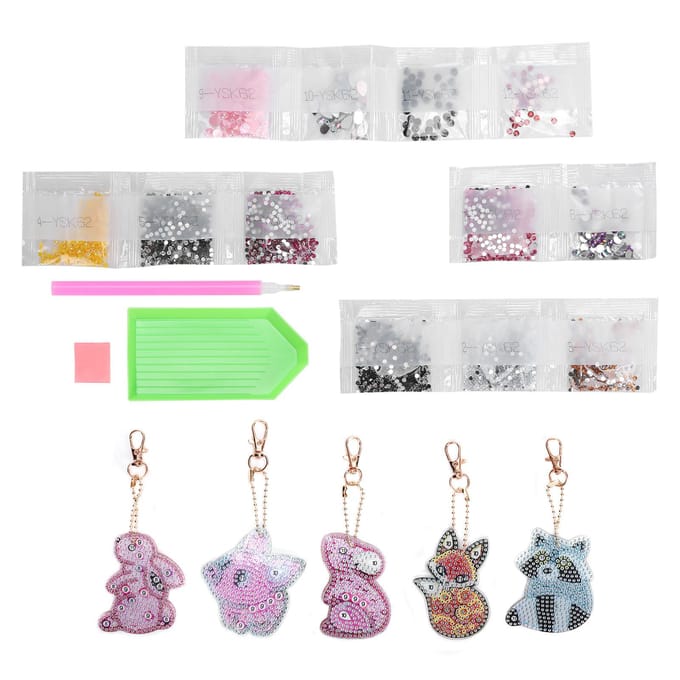 Diamond Painting Sleutelhanger Kit Stijlvolle Hanger Cartoon DIY Borduurwerk Knutsel Decoraties white