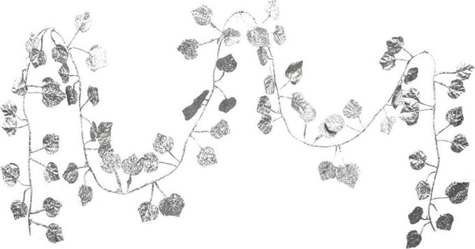 Othmar Decorations Kerstboom slinger - met bladeren - zilver - 200 cm - kunststof
