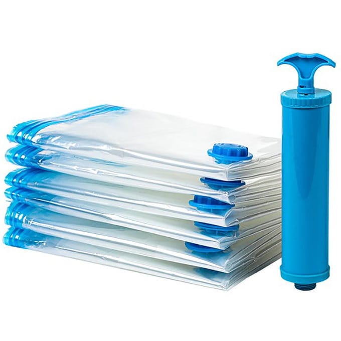 8 Stuks Vacuüm Compressie Opbergzakken PE PET Vacuüm Seal Opbergzakken met Handpomp 35x50cm white