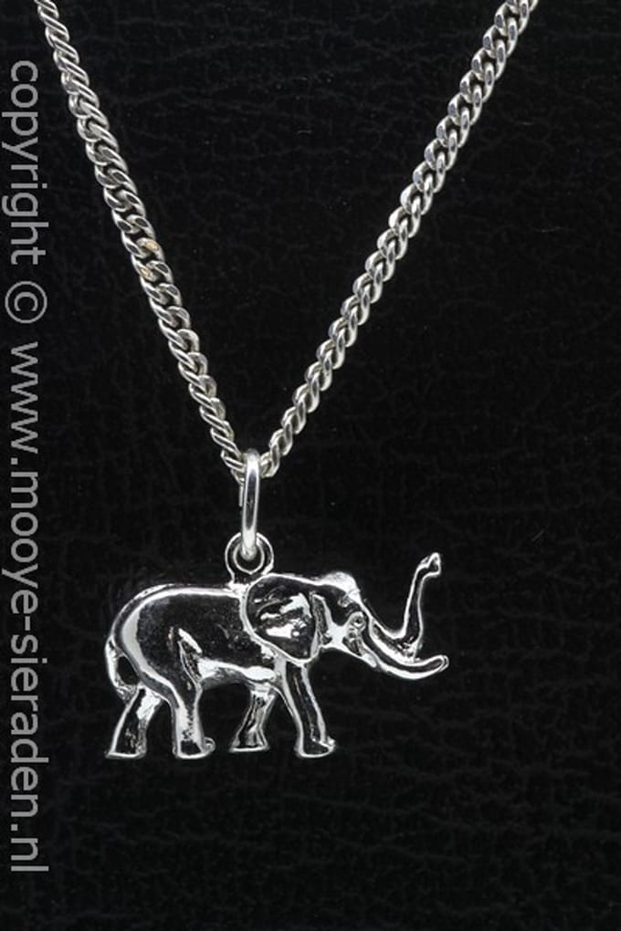 Zilveren Olifant klein ketting hanger