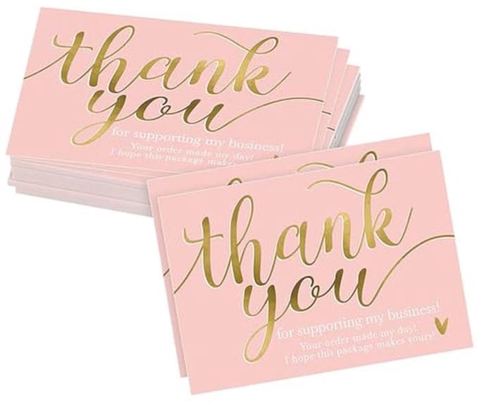Bedankkaarten voor Klantwaardering - 100 Stuks Roze 2x3,5 Inch