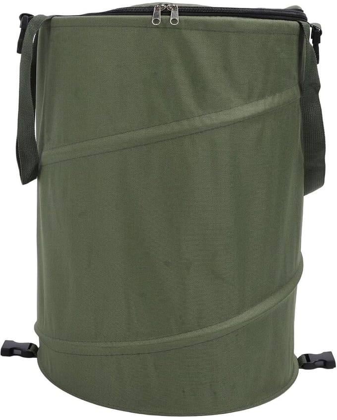 Vuilnisbak Buiten - Afvalcontainer Camping - Afval Opruimen - Stevig Deksel Ritssluiting - 24 Gallon - Donkergroen