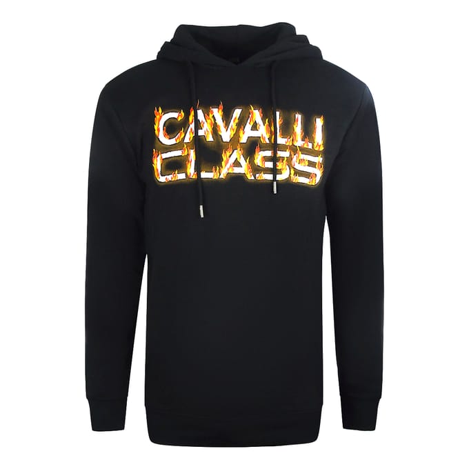 Cavalli Class Fire-logo zwarte hoodie