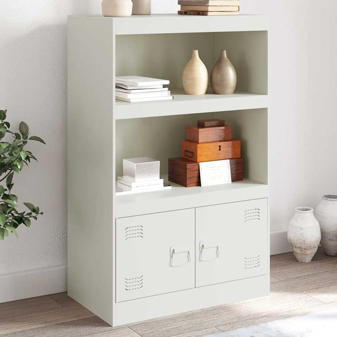 vidaXL - Dressoir - 67x39x107 - cm - staal - wit