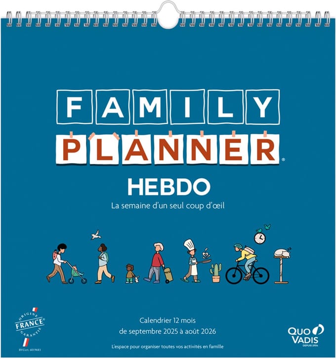 QUO VADIS kalender FAMILY PLANNER HEBDO, 2025/2026, wekelijks, september-augustus