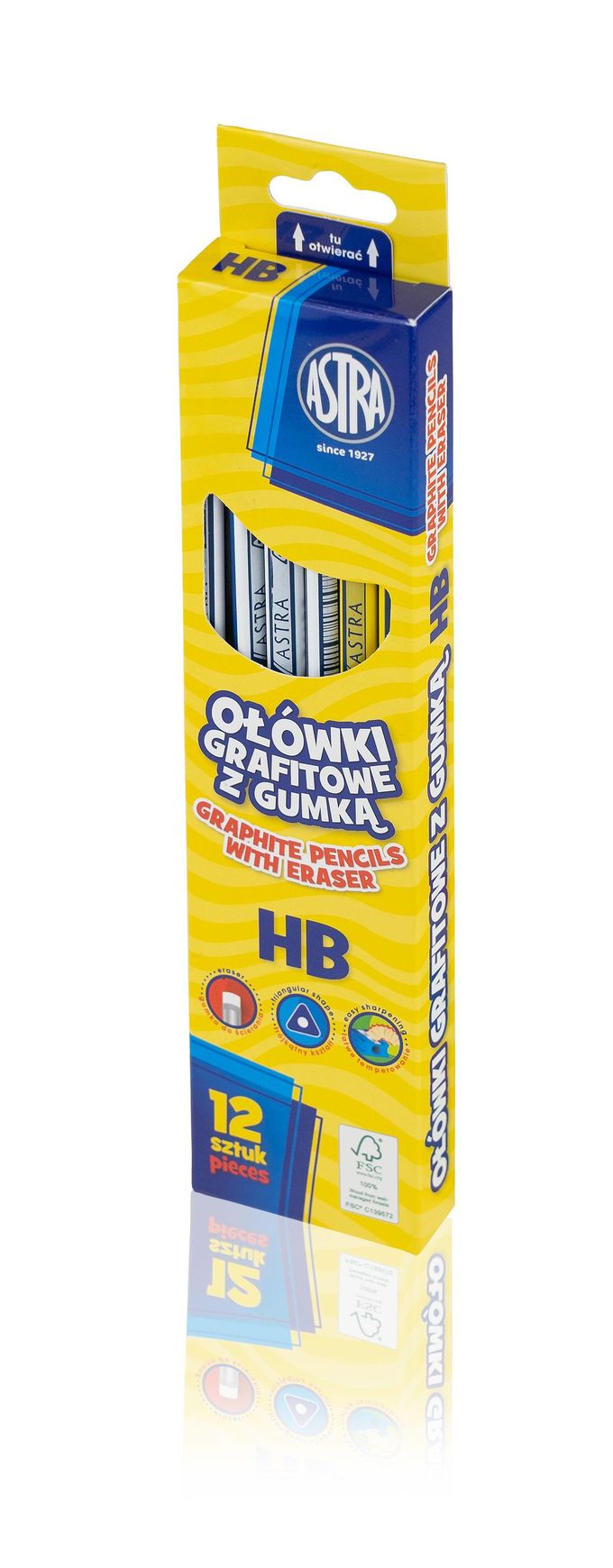 Astra Potlood HB Driehoekig met Gum - 2 Stuks