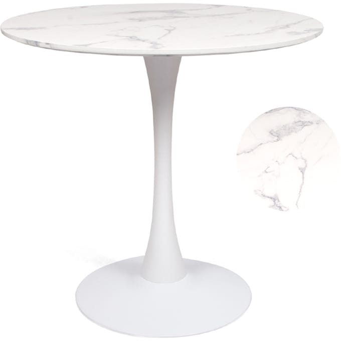 Milton & Oldbrook Eettafel Ø 80 cm Prague Marmerlook Mat Wit
