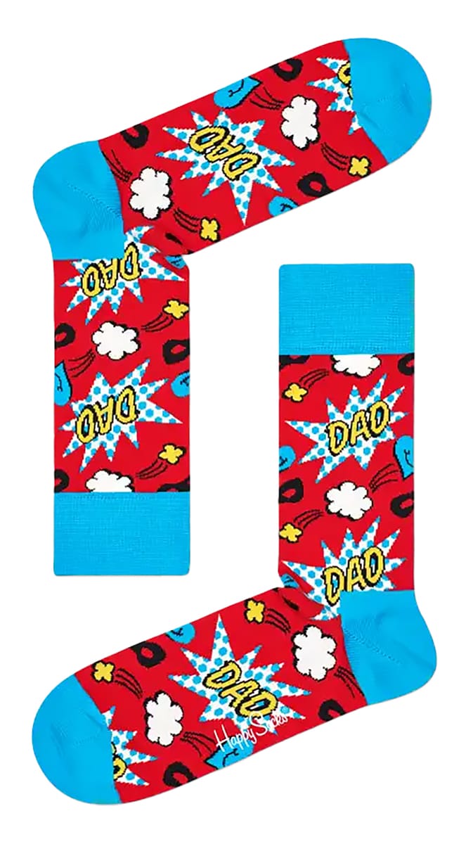Vaderdag Sokken | Happy Socks | Grappige Rode Blauwe Sokken met Verstevigde Hak en Tee | Vaderdag Cadeau - Rood
