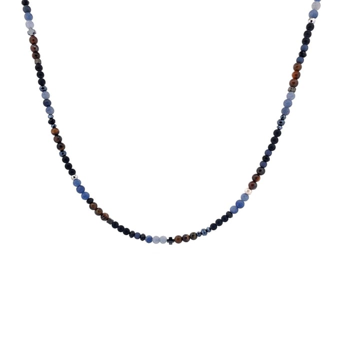 IbizaMen - heren - ketting - edelsteen - onyx - blauwe - agaat - 4mm - 50cm