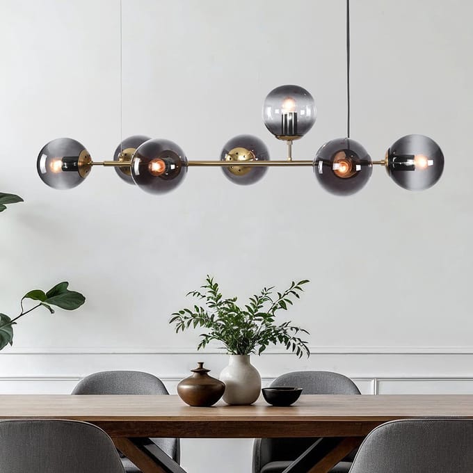 LumenXL Design hanglamp Sette - glazen bollen - rookglas