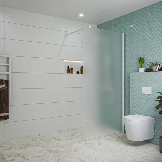 FugaFlow Eccelente Vetro inloopdouche badkamer - 100x200cm - mat glas - wandarm - mat wit