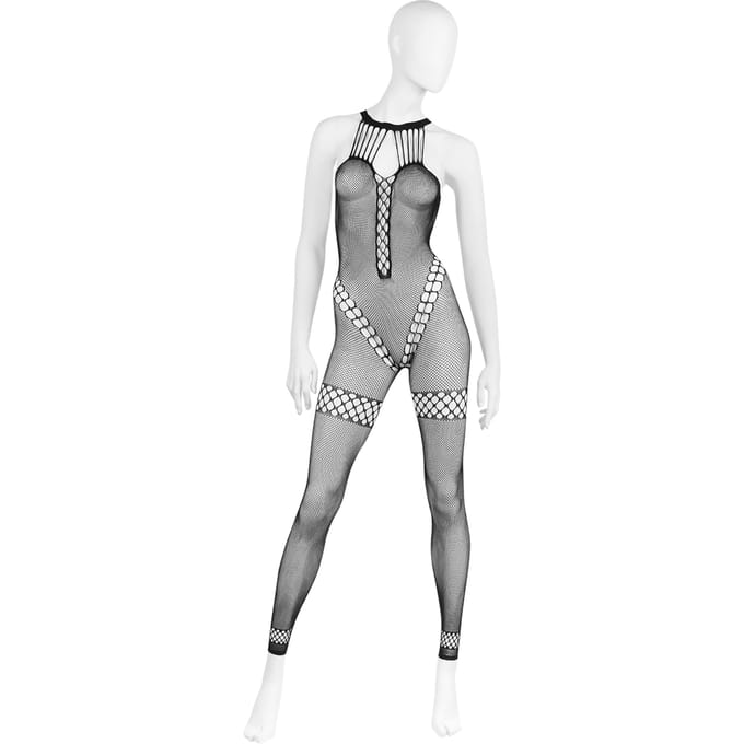 Bodystocking Pink Lipstick Zwart (Queen size)