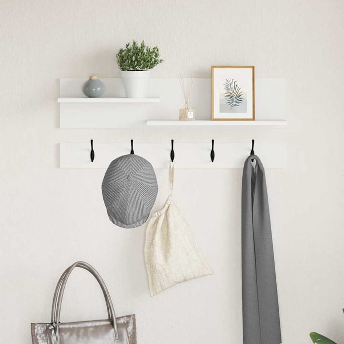 vidaXL - Wandgemonteerde - kapstok - Muurmontage - Wit - 90 - x - 15 - x - 36 - cm
