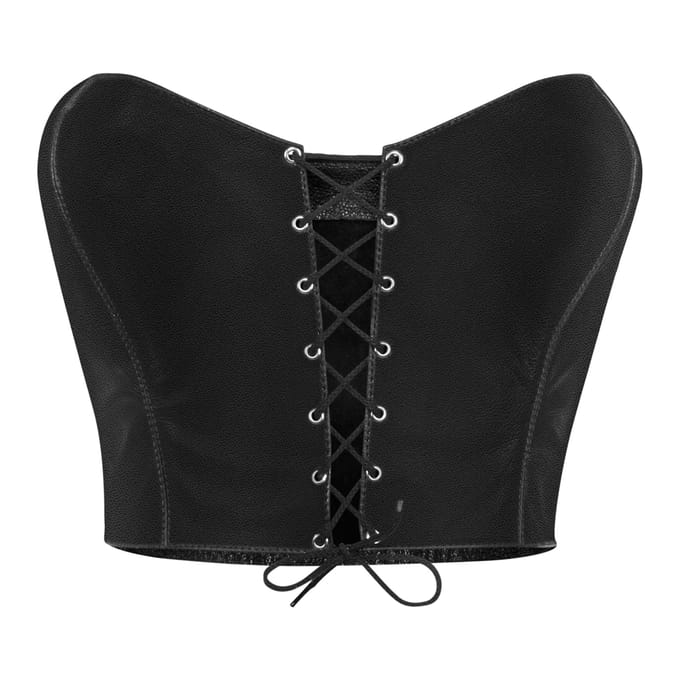 Rimba - Strapless leren top met rijgveter - maat M