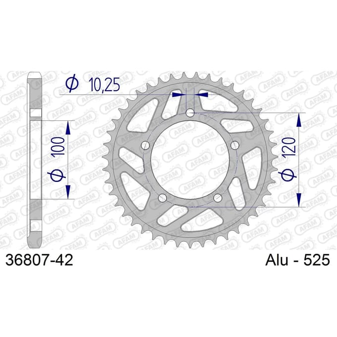 Aluminium tandwiel achter Afam 525 42 dents