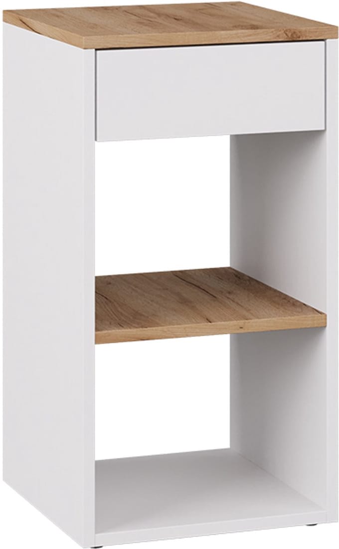 Vicco Dany Nachtkastje – 35 x 65 cm met 1 lade Eik wit/goud