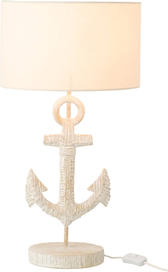J-Line tafellamp Anker - polyresin - wit/naturel