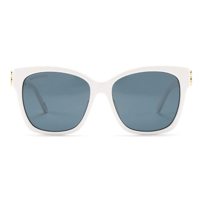 Lunettes de soleil Balenciaga avec verres bleus et monture blanche Lunettes de soleil femme BB0102SA-004-57 Basic Packaging-Eyeglass Case white