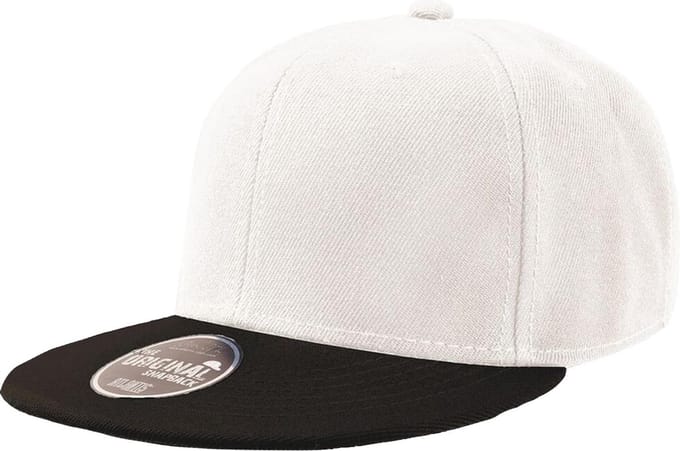 Atlantis Snap Back Flat Visor 6 Panel Cap (Wit/zwart)