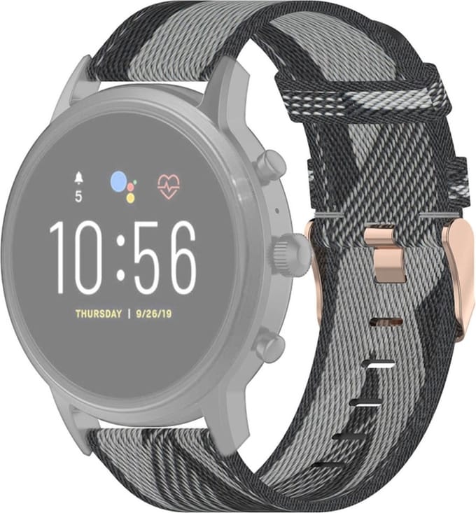 Nylon bandje - geschikt voor Fossil Gen 5 / 5E / 6 - grijs