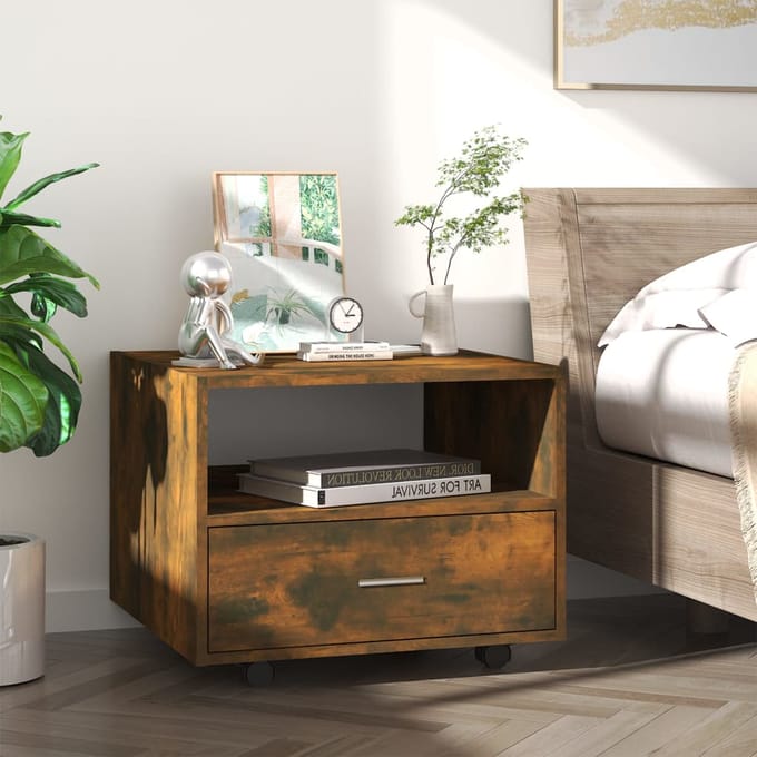 vidaXL - Salontafel - 55x55x40 - cm - bewerkt - hout - gerookt - eikenkleurig