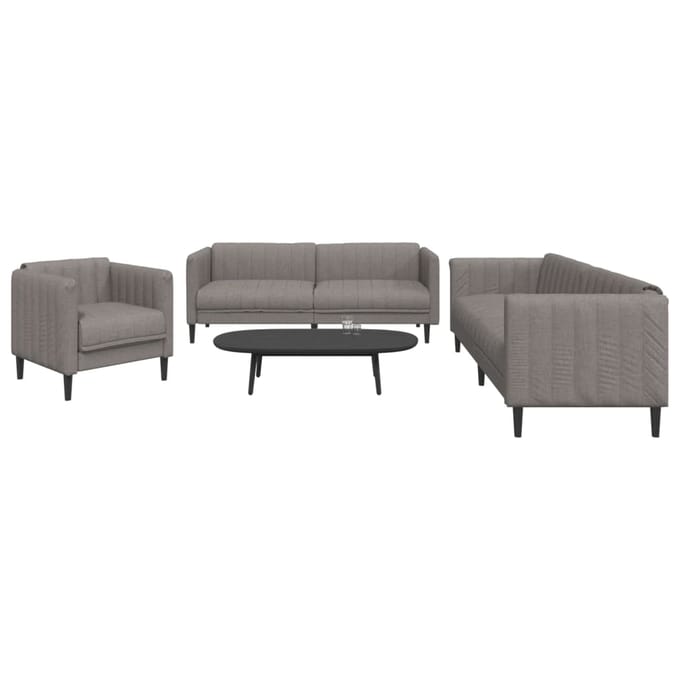 vidaXL - 3-delige - Loungeset - stof - taupe