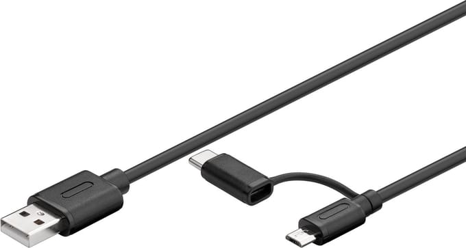 Pro Charging and synchronisation combination cable (with USB A to Micro-USB & USB-C)